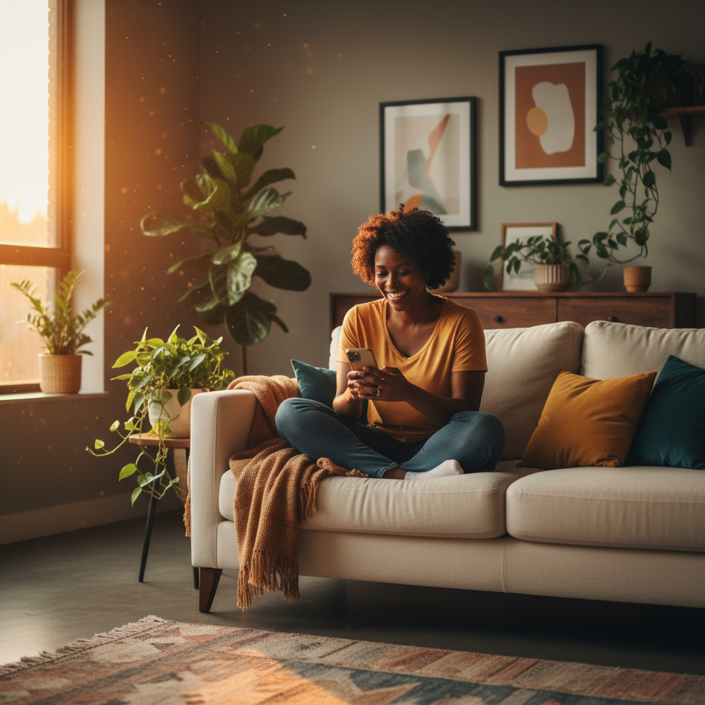 Happy homeowner finding a service provider