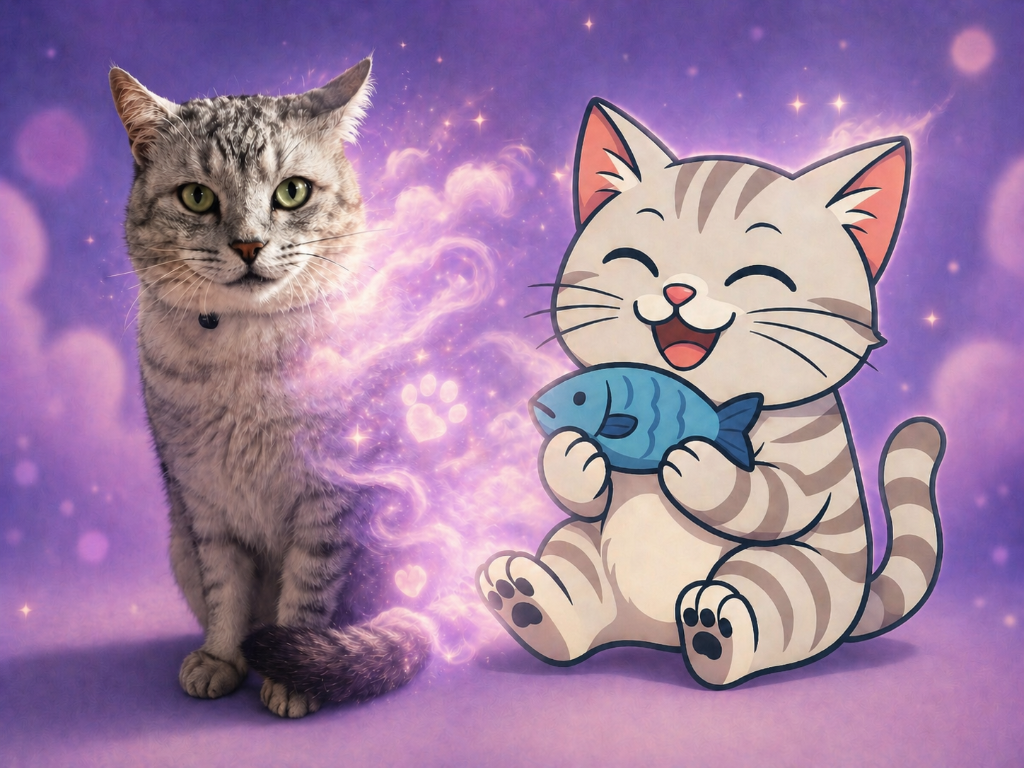Cloud the cat and anime mascot