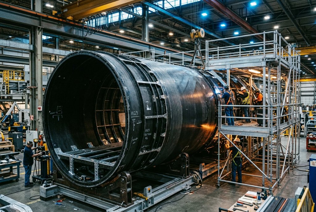 Sección de fuselaje en fibra de carbono