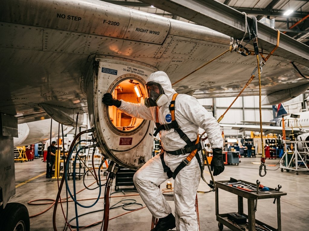 Entrada a tanque de combustible aeronáutico