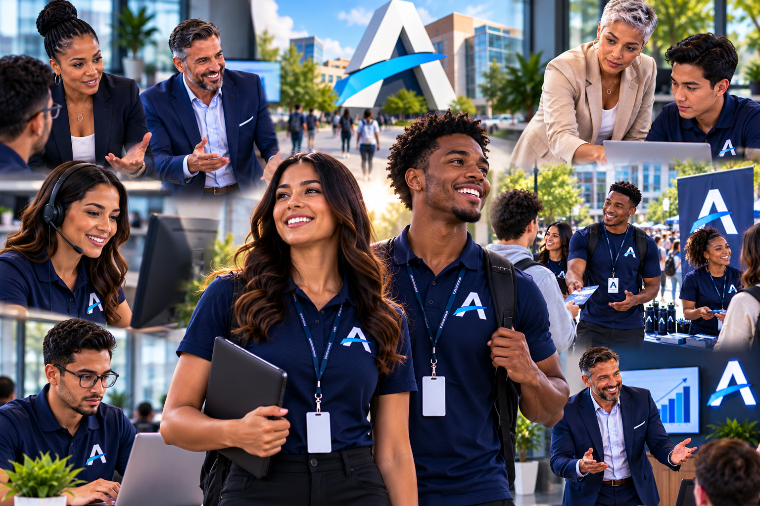 AccessStudents team members collaborating across sales, customer service, and campus engagement roles