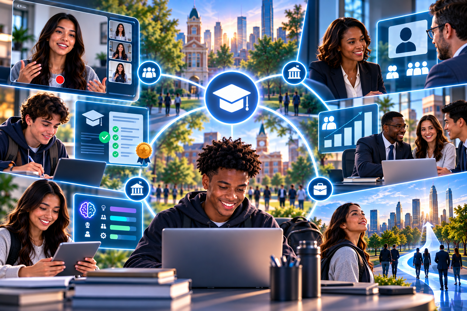 Where Career Identity Meets Real Opportunity — connected ecosystem of education, career profiles, and workforce opportunity