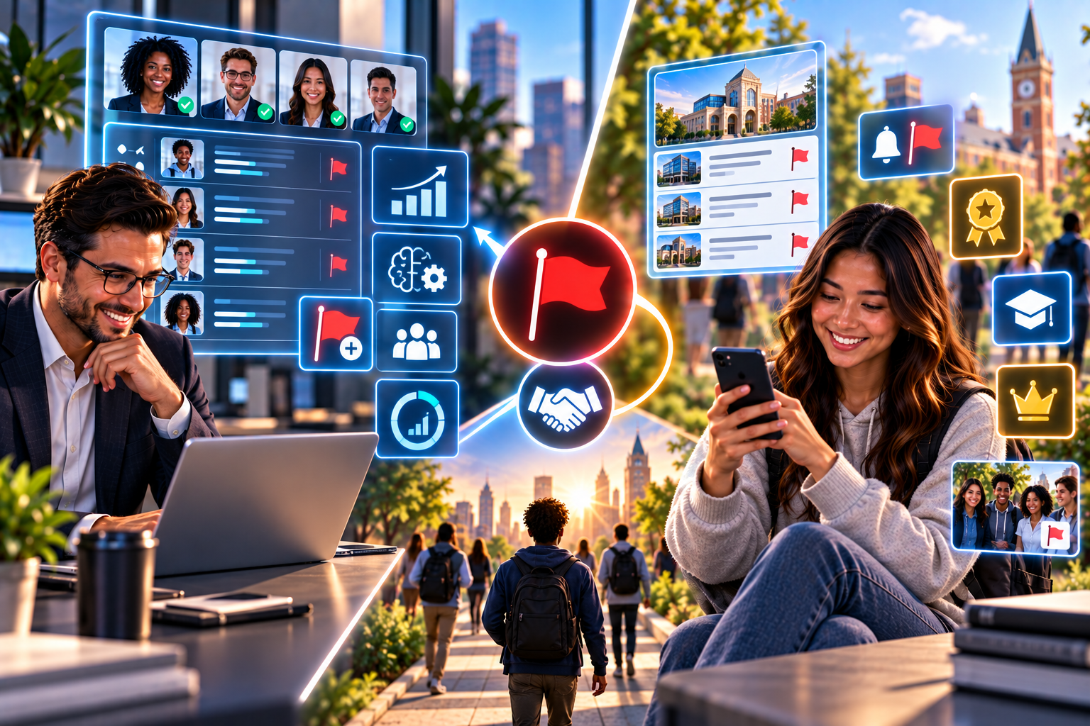Premium Red Flag Features — advanced recruiting tools for companies and enhanced campus discovery for students