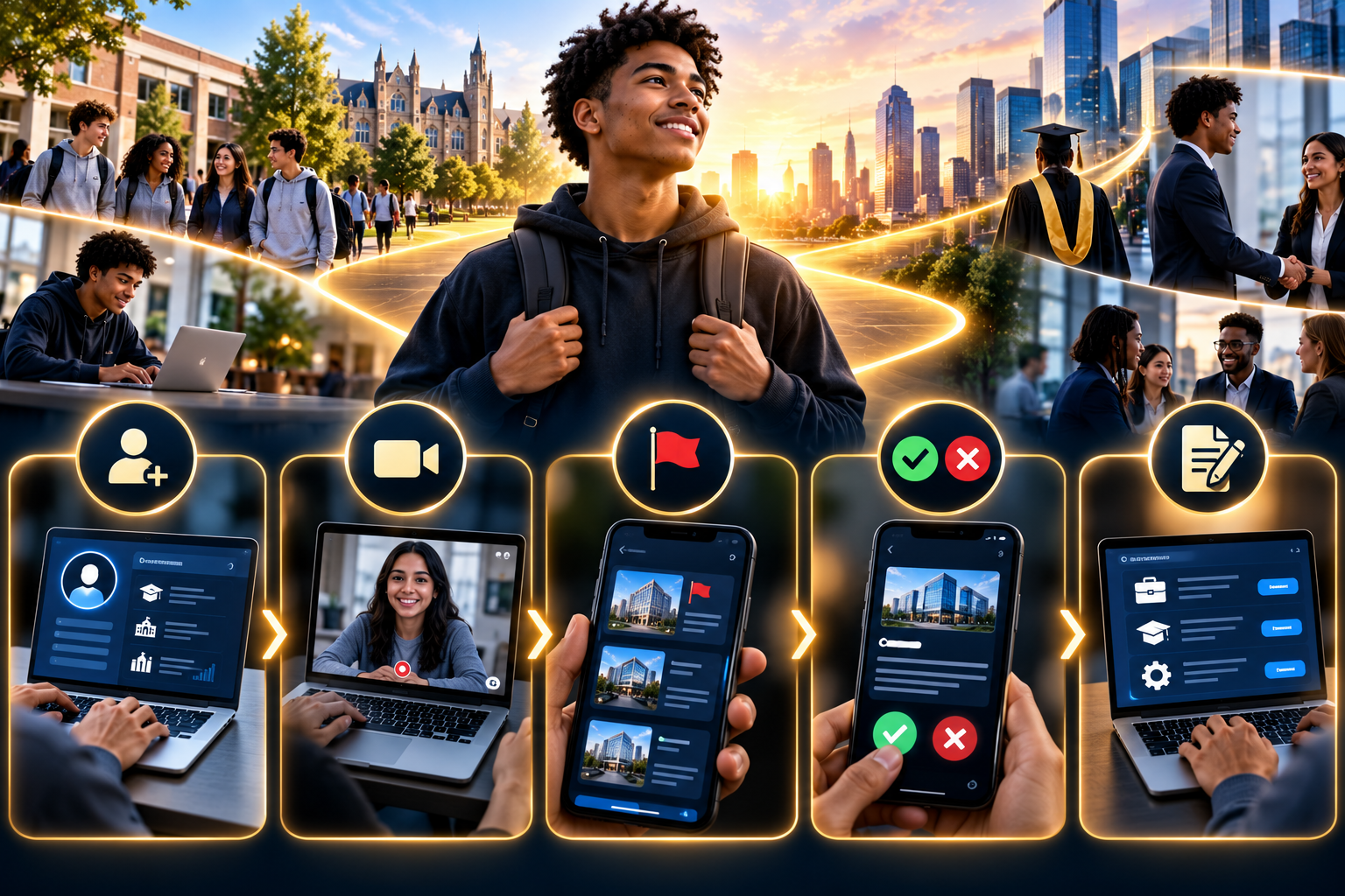 Student career journey from profile creation to company connection