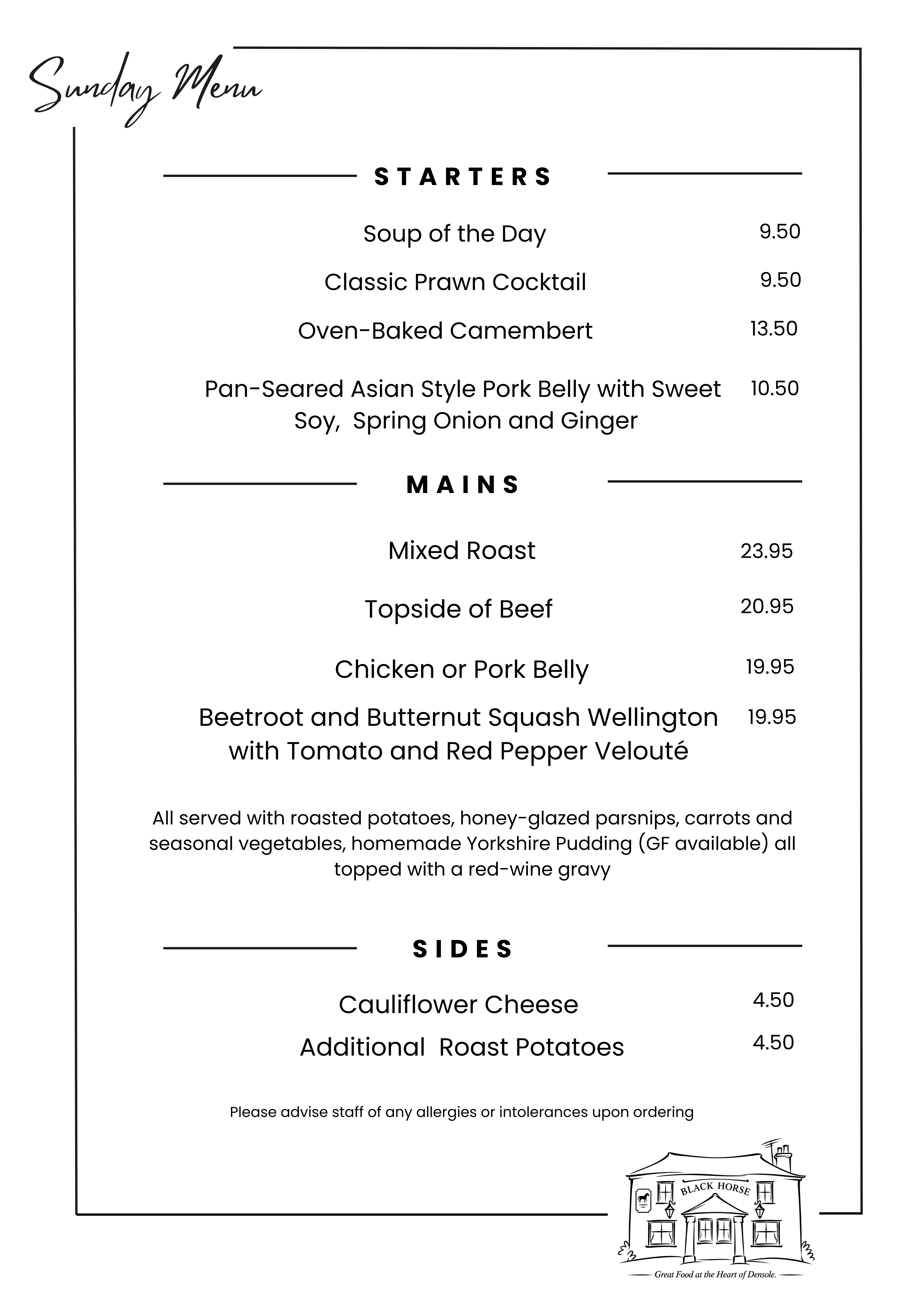 Sunday Menu