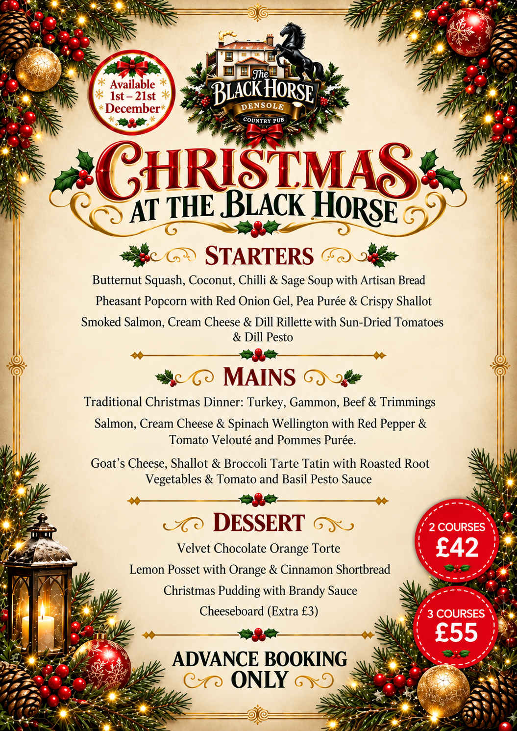 Christmas Menu at The Black Horse Densole