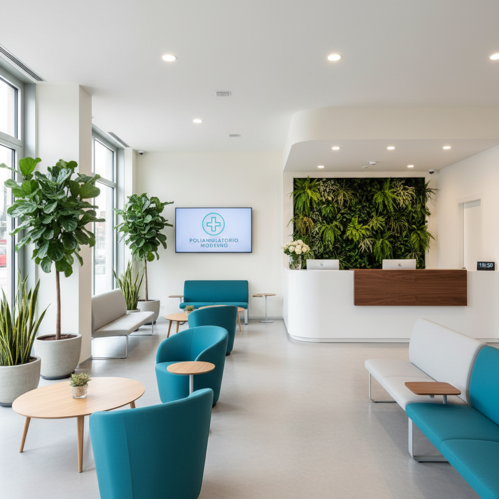 Reception e area accettazione del poliambulatorio Darsenamed a Fiumicino