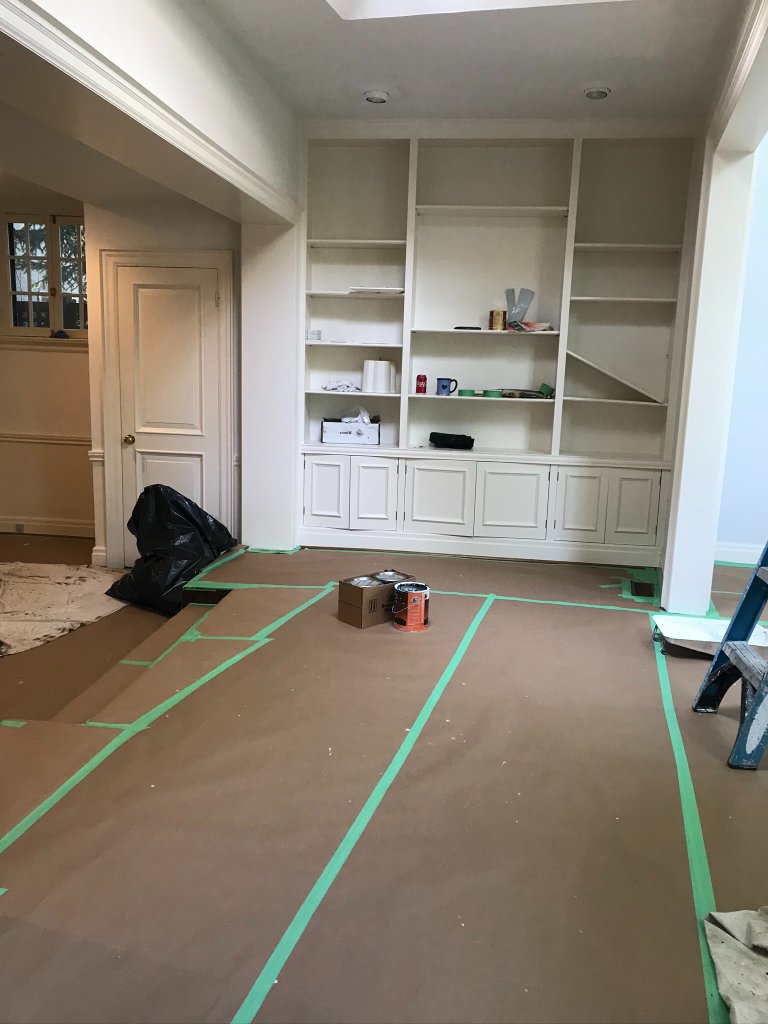 Freshly painted room with green walls