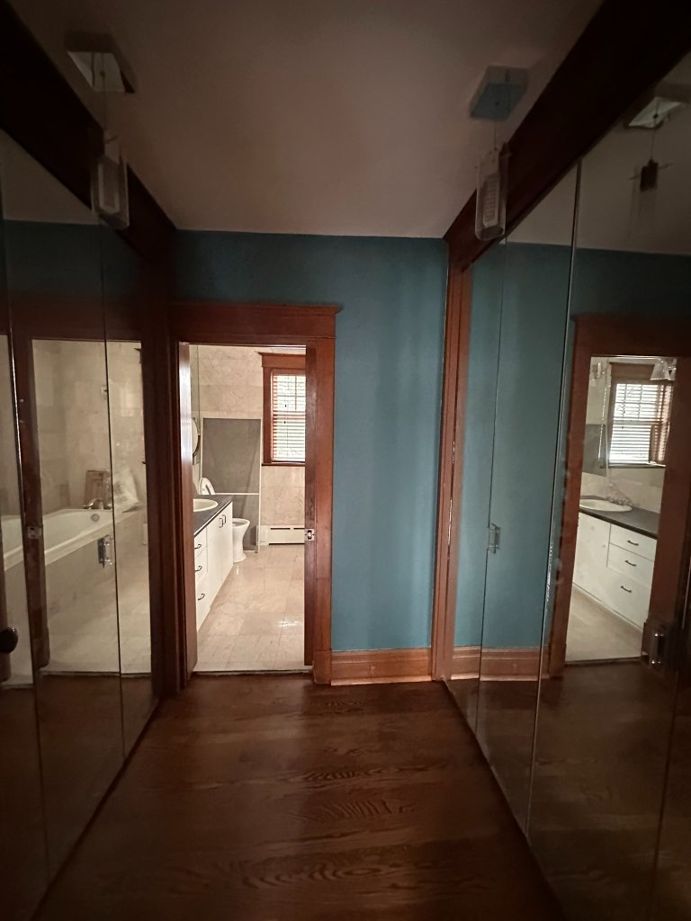 Living room with brick wall and fresh paint