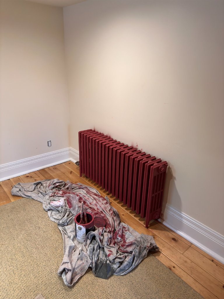 Painted double closet doors with trim