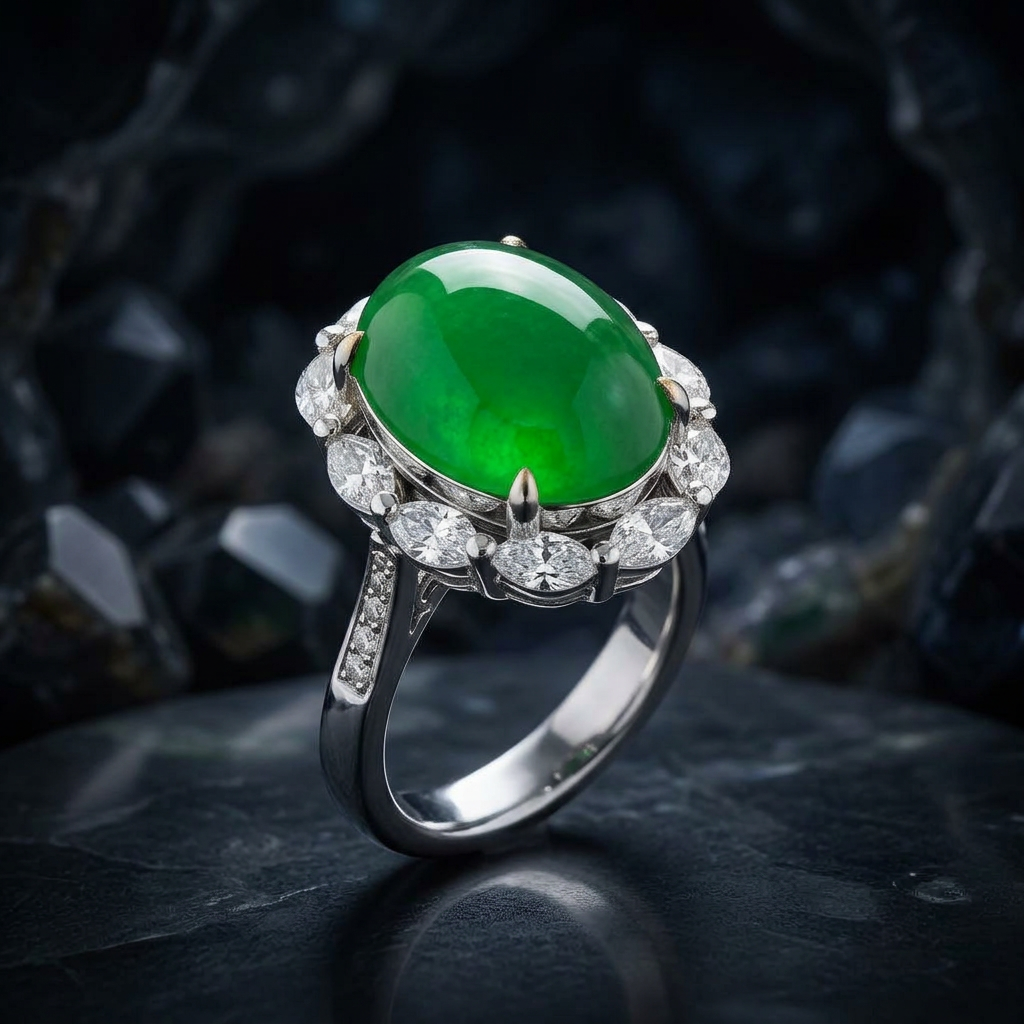 Imperial jade ring detail