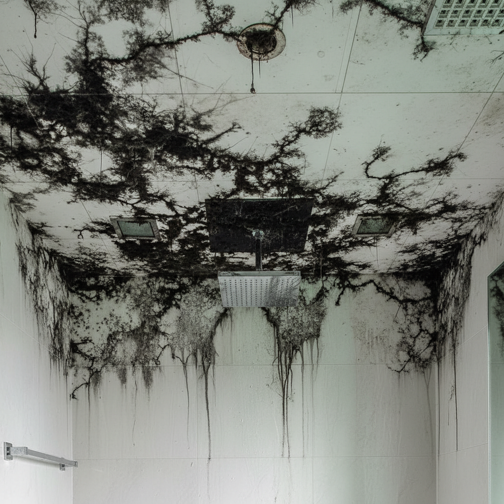 Widespread ceiling mold from steam