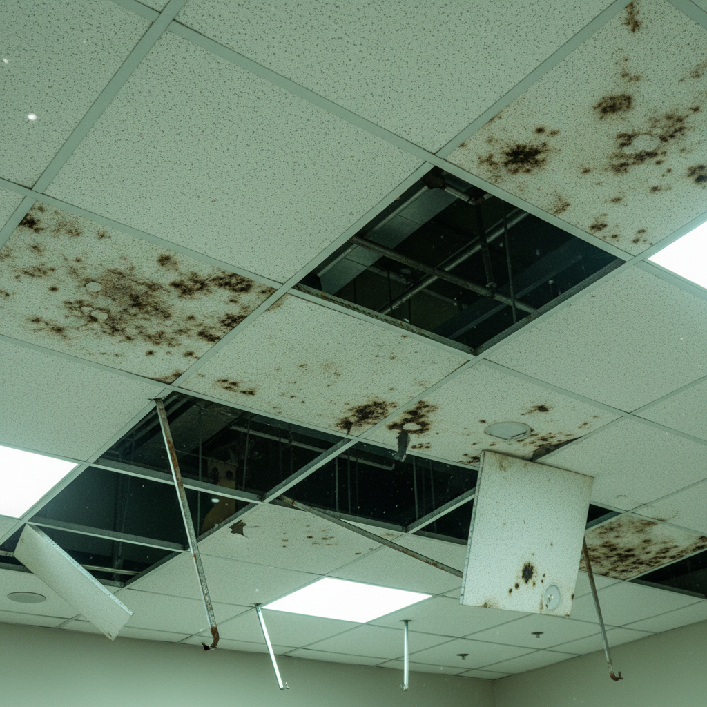 Before — Mold in a Drop Ceiling Closed a Business in DeLand, FL