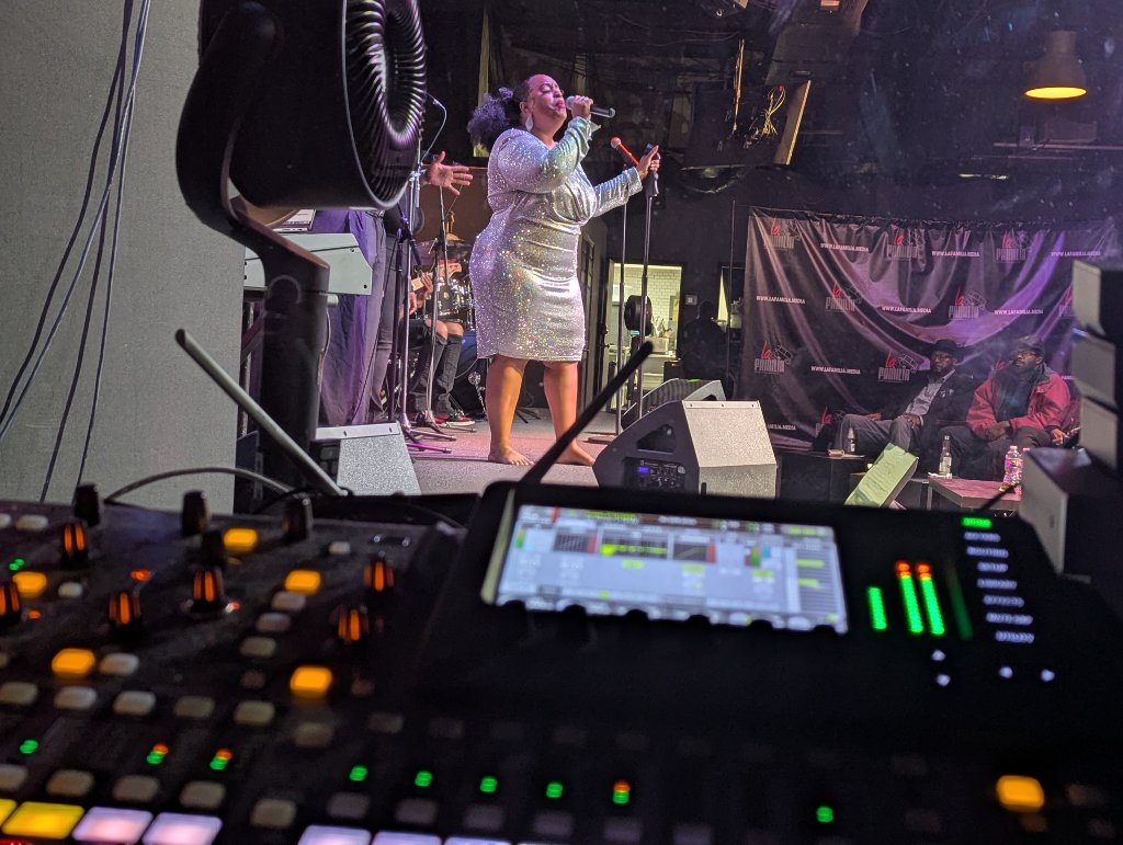 Live event audio mixing console and stage production training