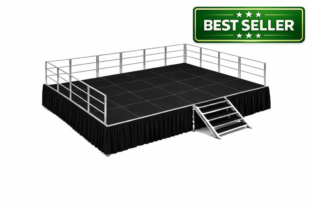 16' × 24' Stage Kit — Skirting + Stairs + Railings