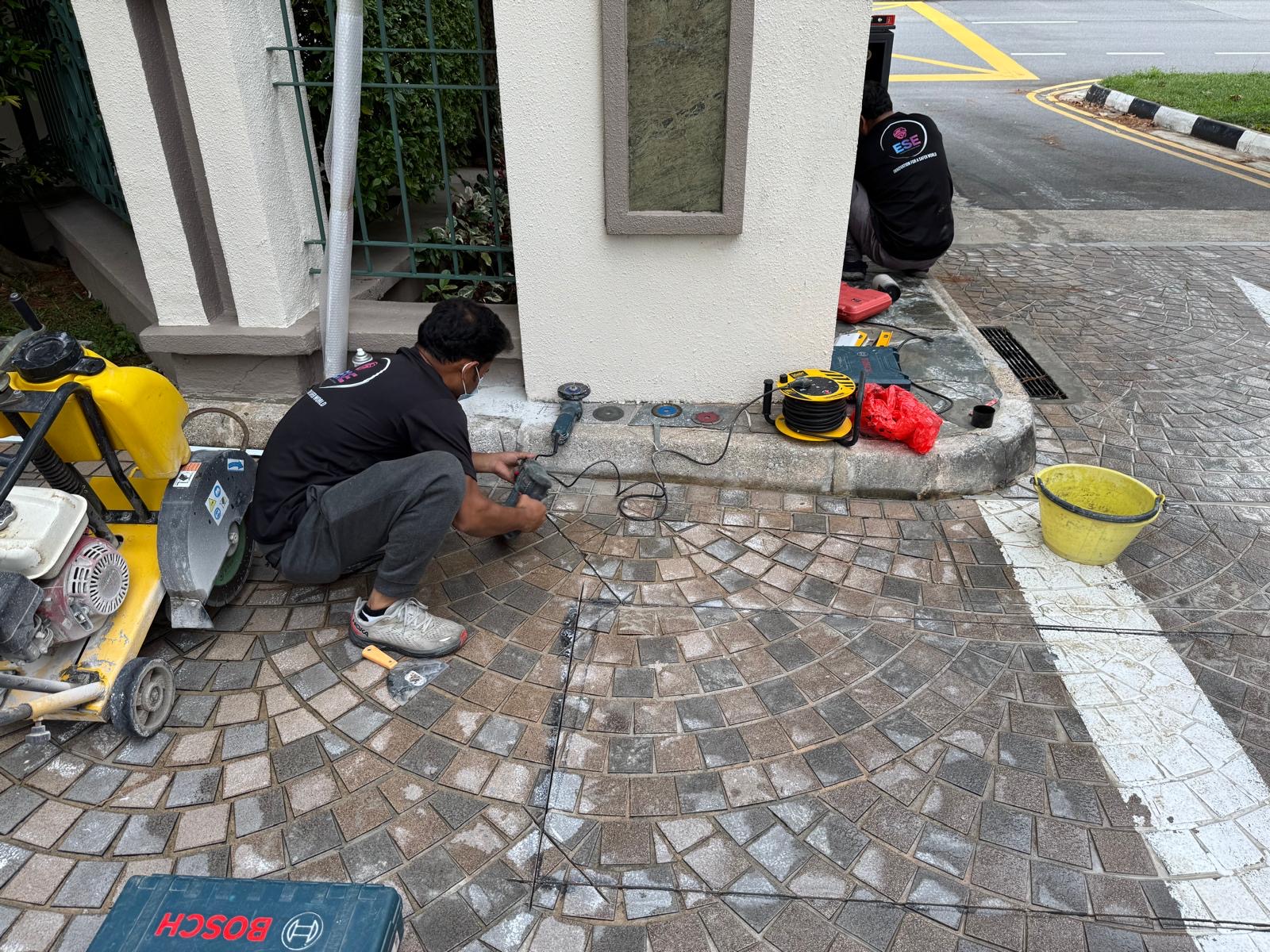 Replacement of New Gantry Barrier System — Cutting Loop Groove with Floor Saw