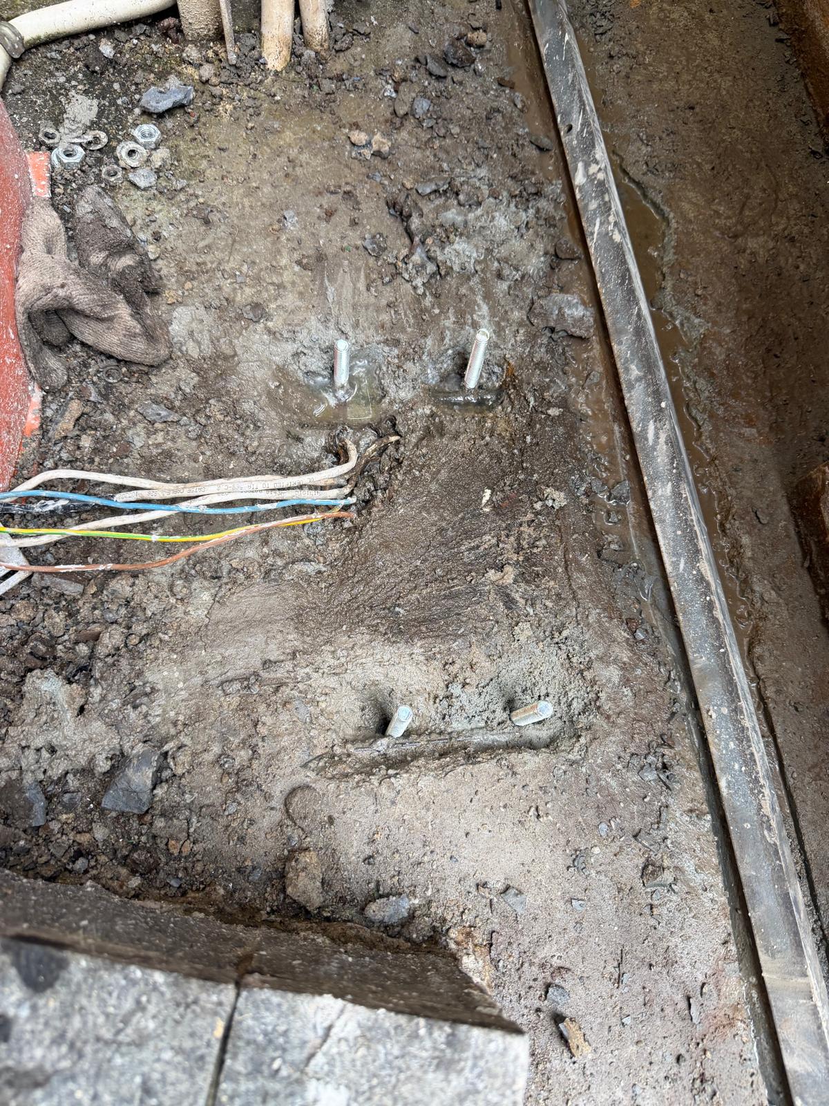 Sliding Gate Track, Gear Track, Roller & Motor System Replacement — Concrete Base Prep for Motor Anchoring