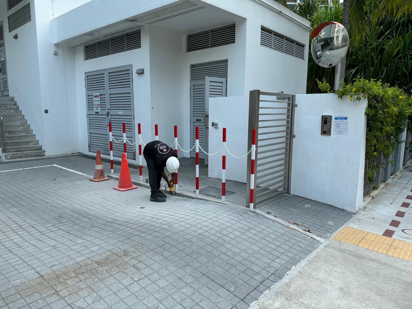 Parc Seabreeze Condo Integrated Security & Vehicle Access — Safety Post Installation Near Gate
