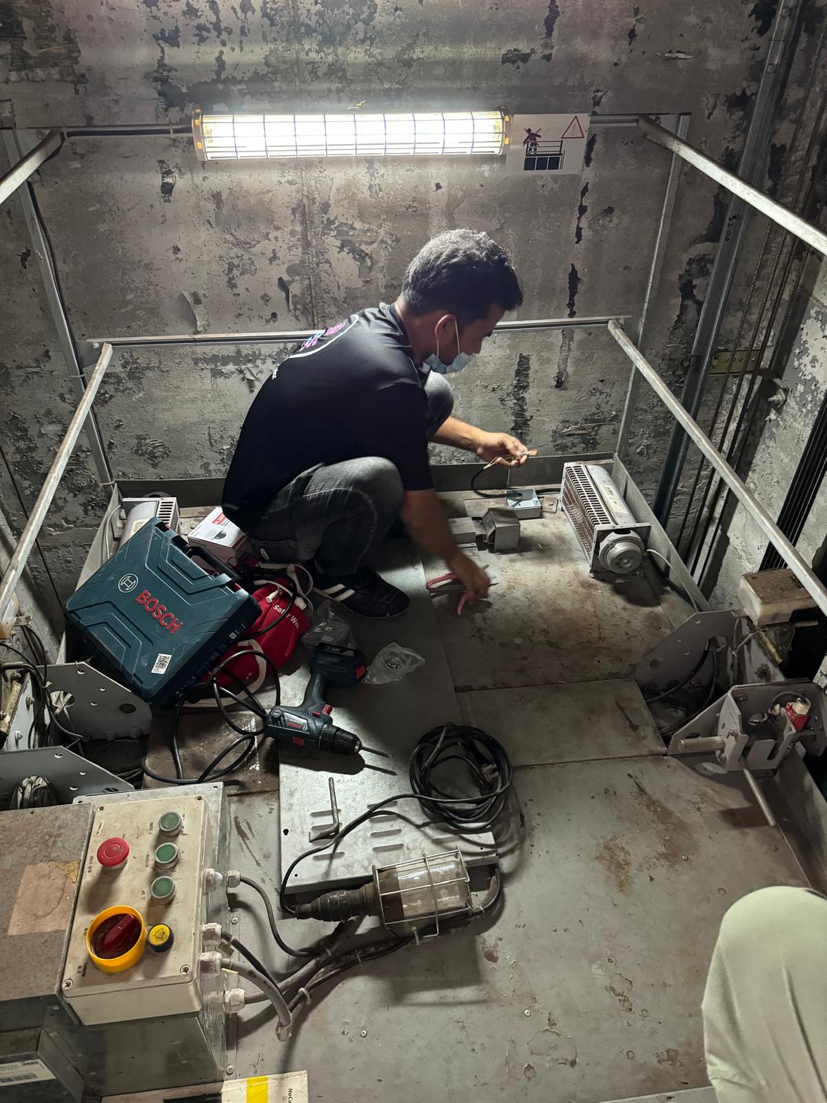 Installation of CCTV System for Lifts — Wiring Works Atop Lift Car
