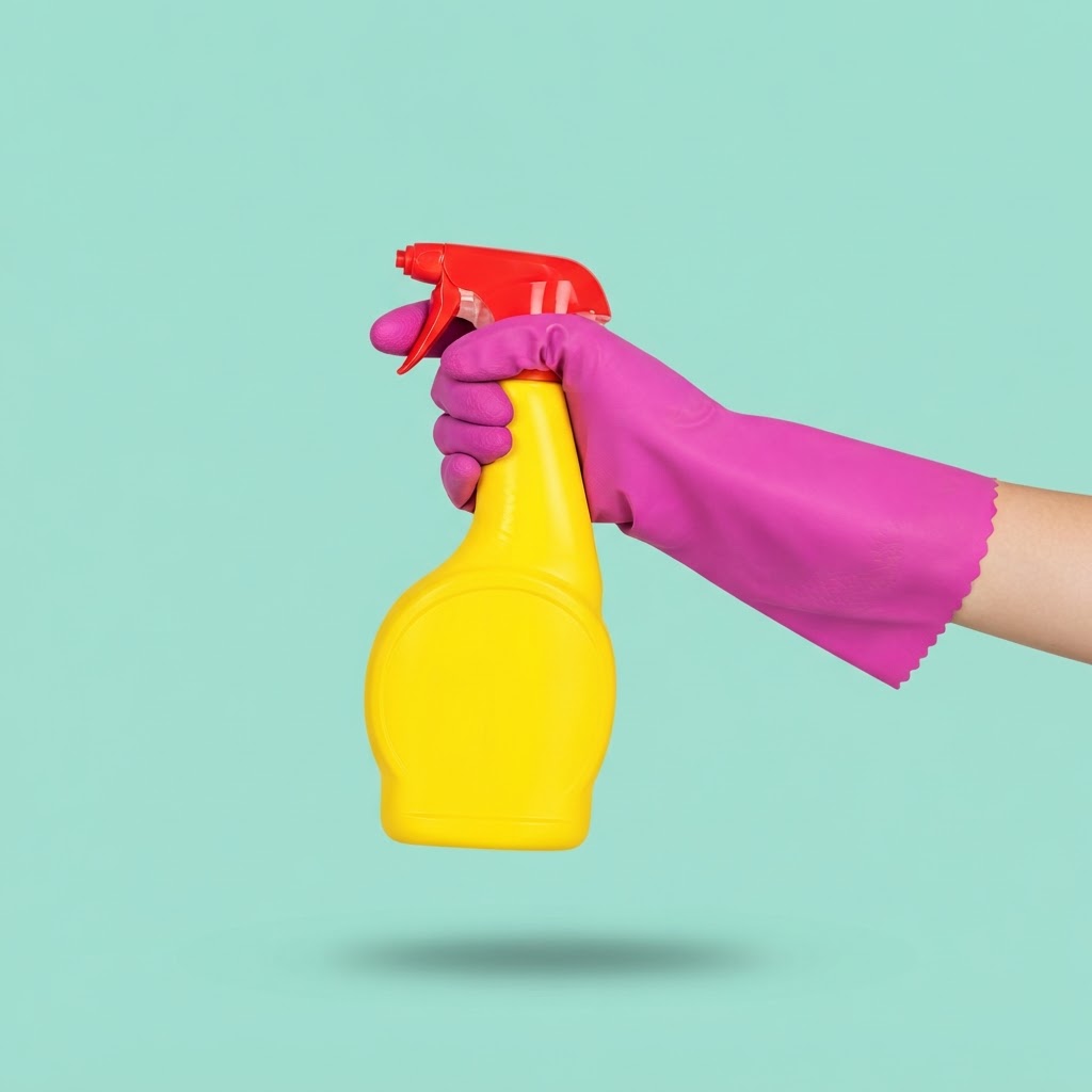 Professional deep cleaning with spray bottle