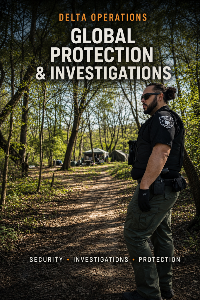 Armed security deployment — GPI Security Sacramento Two GPI armed security officers standing post outside shipping and receiving entrance at restricted access commercial facility in Sacramento