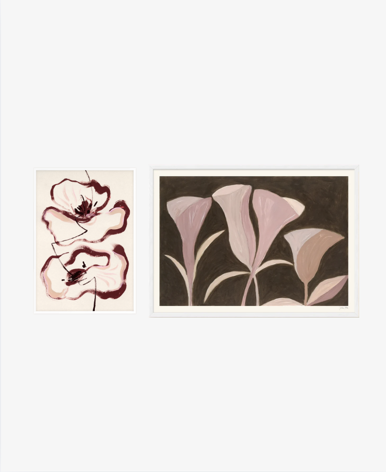 Burgundy Poppy & Mauve Bell Duo