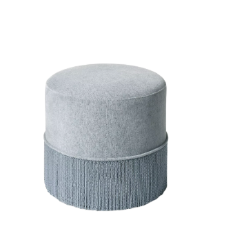 Upholstered Drum Ottoman with Fringe Light Blue - Threshold designed with Studio McGee