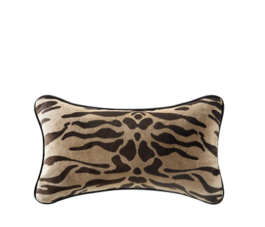 Bronze Tiger Black Piping Velvet Lumbar Pillow 20" x 12"