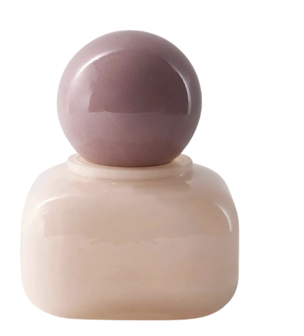 Camilla Mouth Blown Antique Mauve Blush Glass Canister 4.5"