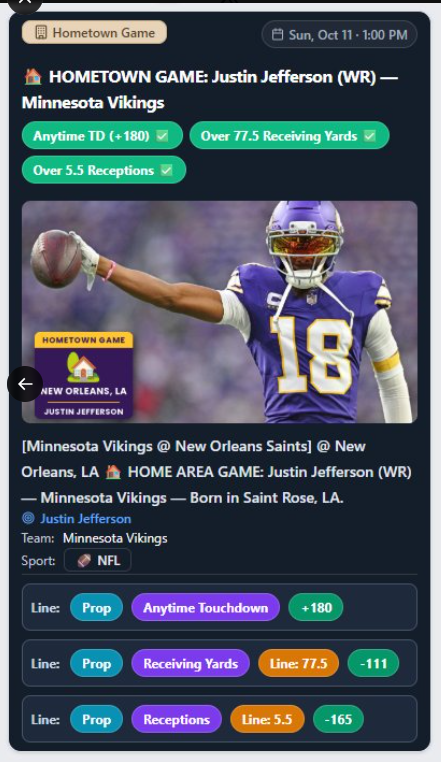 🏠 HOMETOWN GAME: Justin Jefferson (WR) — Minnesota Vikings