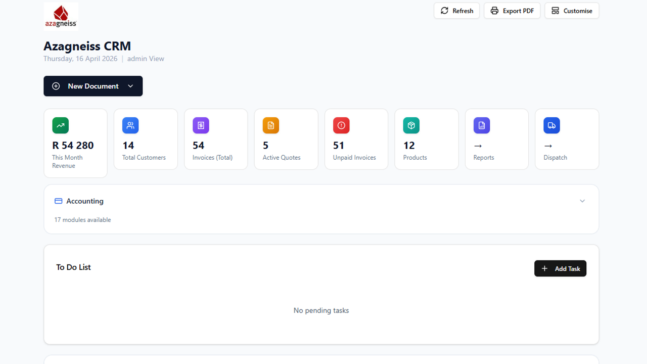 Azagneiss CRM template preview