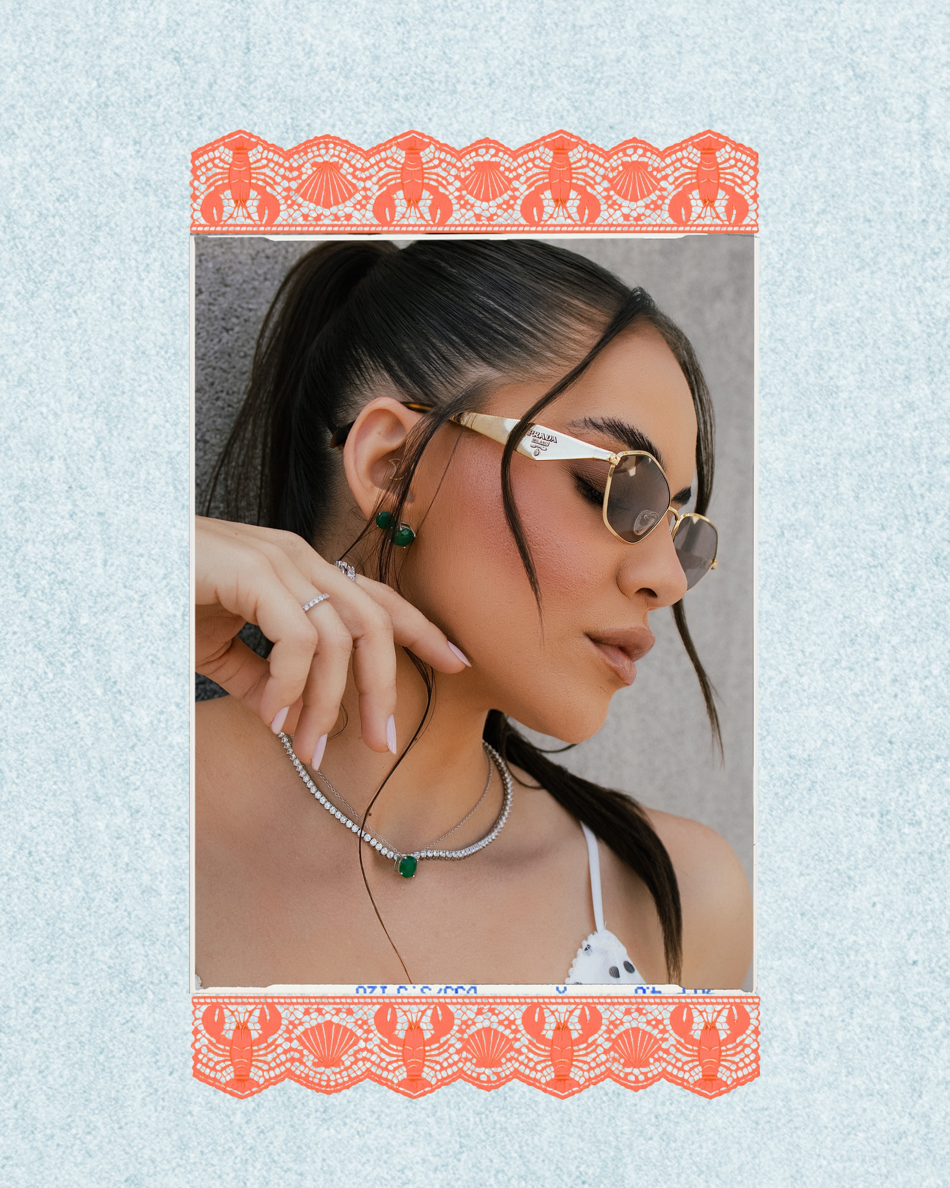DNZ Summer - Óculos dourado com pérolas