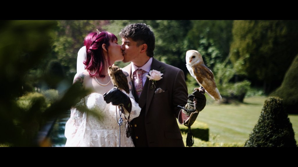 Holly & Richard with the owl ring bearer