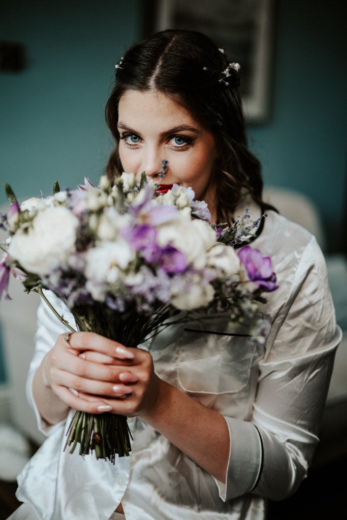 Bride with floral bouquet