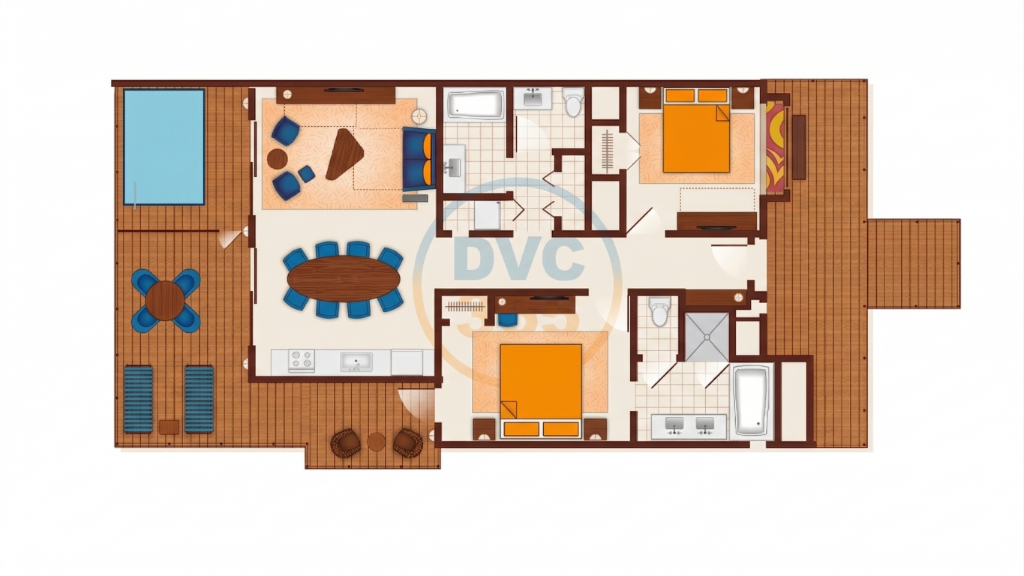 Polynesian Two Bedroom Bungalow floor plan