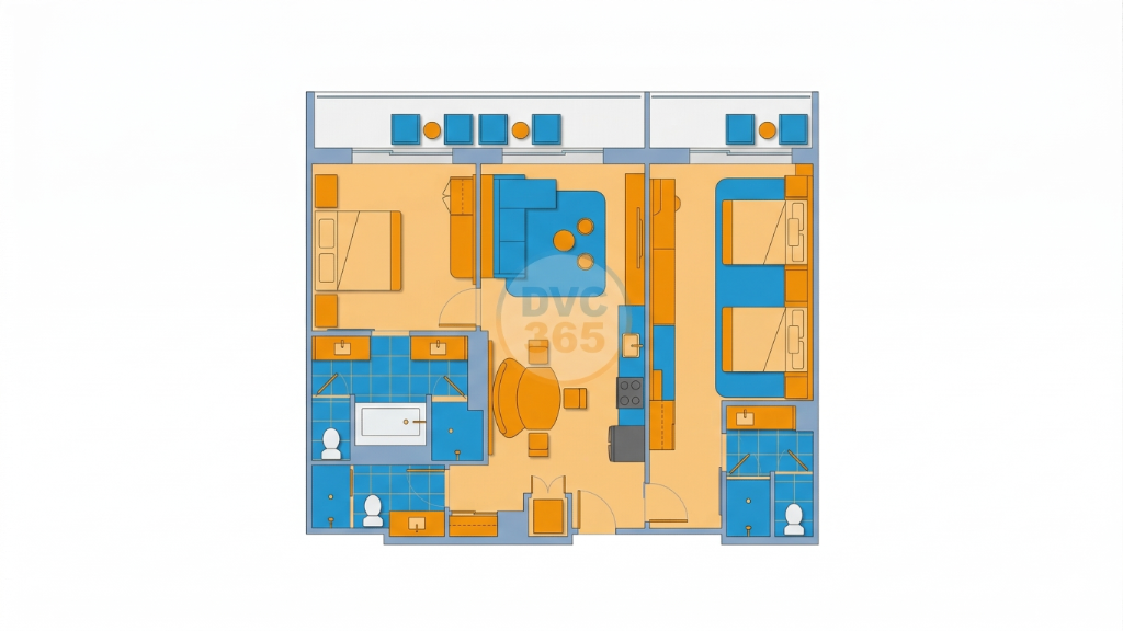 Polynesian Two Bedroom Villa (Tower) floor plan