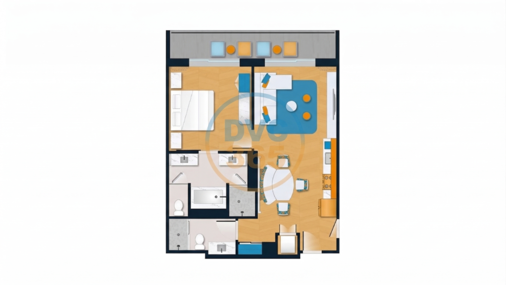 Polynesian One Bedroom Villa (Tower) floor plan