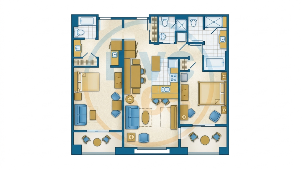 Grand Californian Two Bedroom Villa (Lock-Off) floor plan