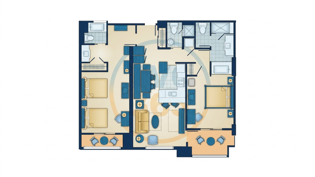 Grand Californian Two Bedroom Villa floor plan