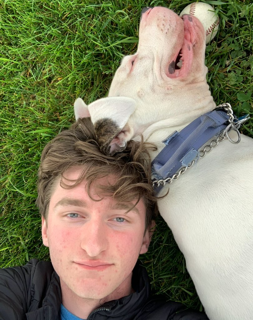 Jordan Harper with a dog