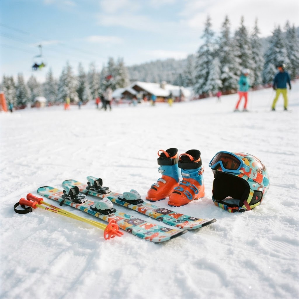 Kids Ski Package: Skis, Boots, Poles & Helmet (Whistler)