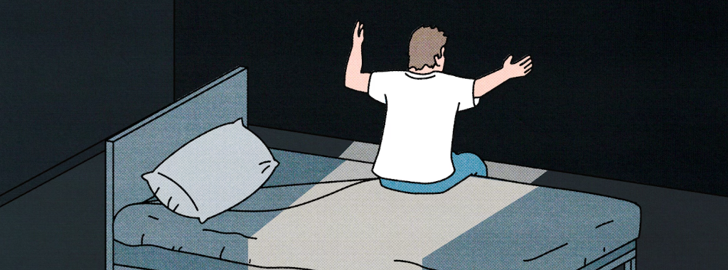 Illustration of dream reenactment during REM sleep