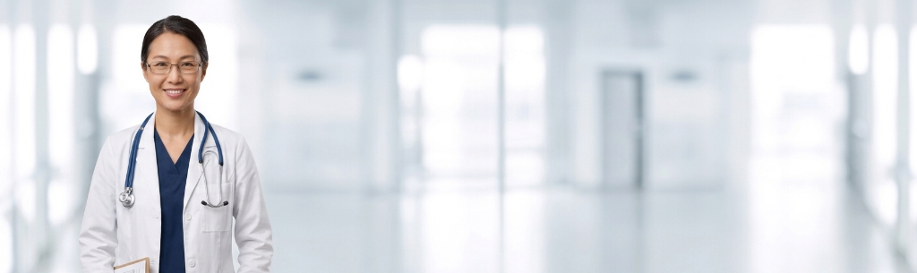 Physician in hospital corridor