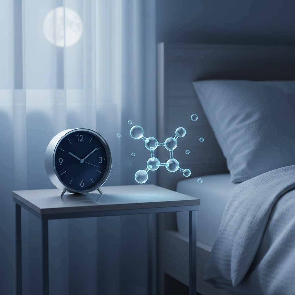 Editorial clinical nighttime image representing melatonin and the body clock