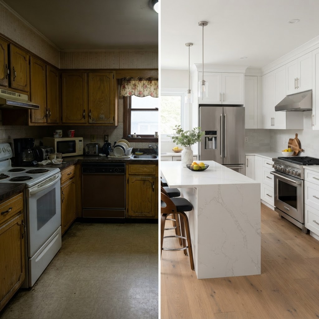 Kitchen remodel before & after