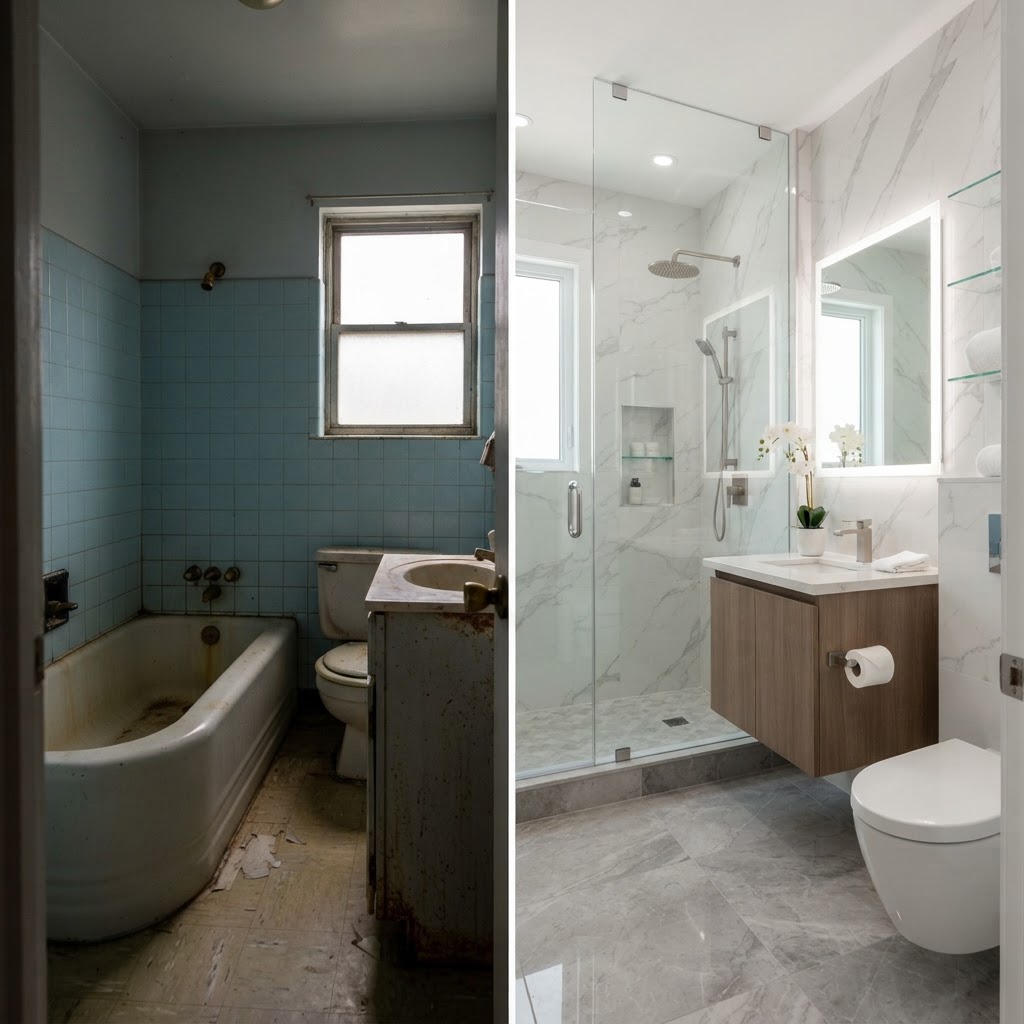 Bathroom remodel before & after