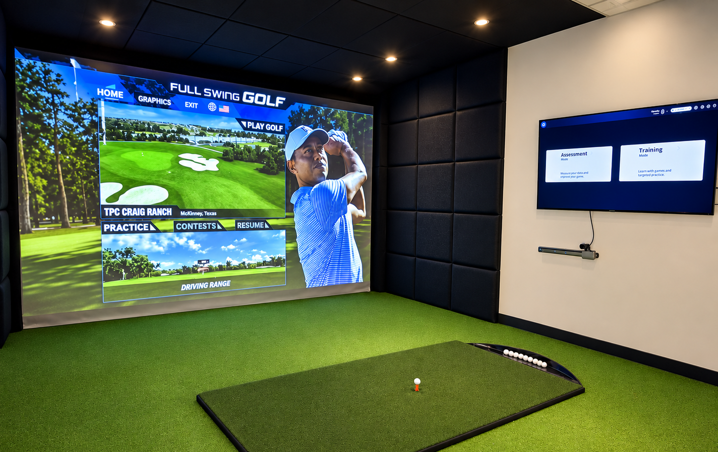 Florida Golf Studio indoor practice studio with Full Swing simulator