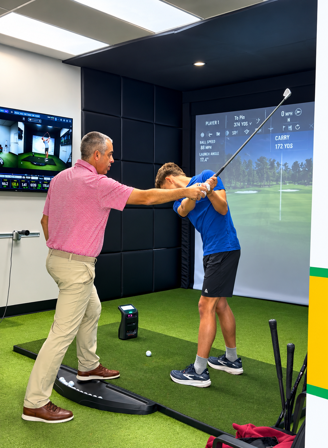 Coach Adam giving a swing evaluation lesson