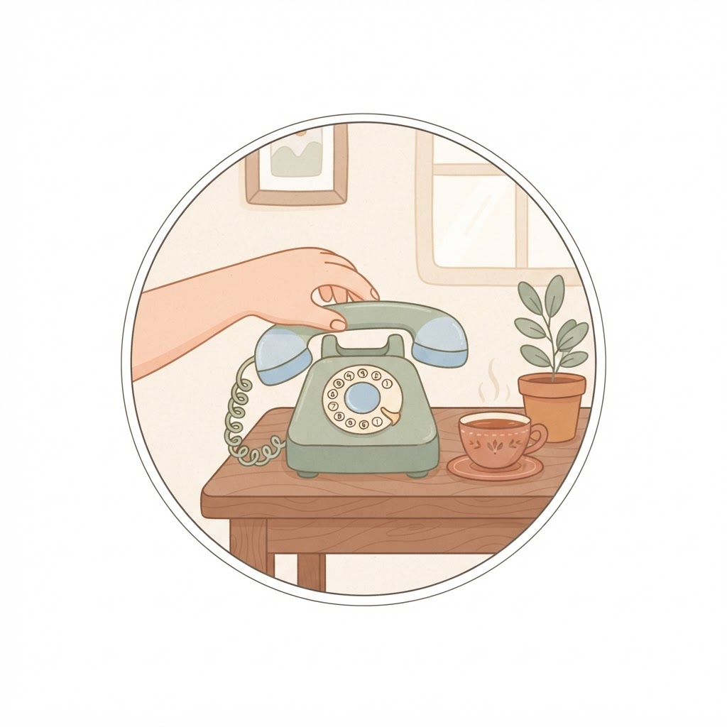 A hand reaching for a vintage telephone