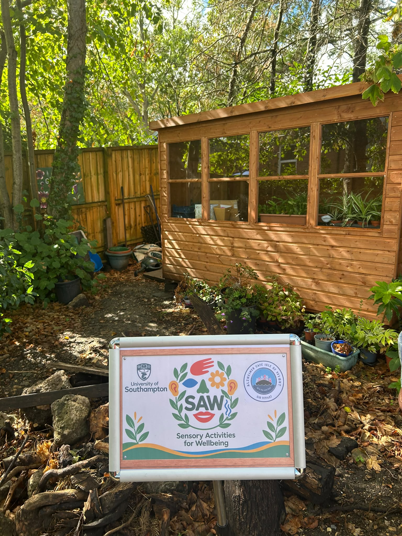 The SAW project sign in the new sensory garden at Parklands